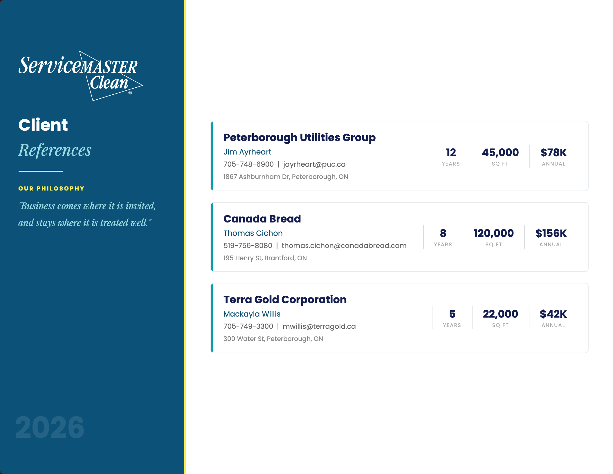 Services and capabilities page